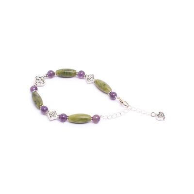 Round Faceted Amethyst Bracelet With Connemara Marble